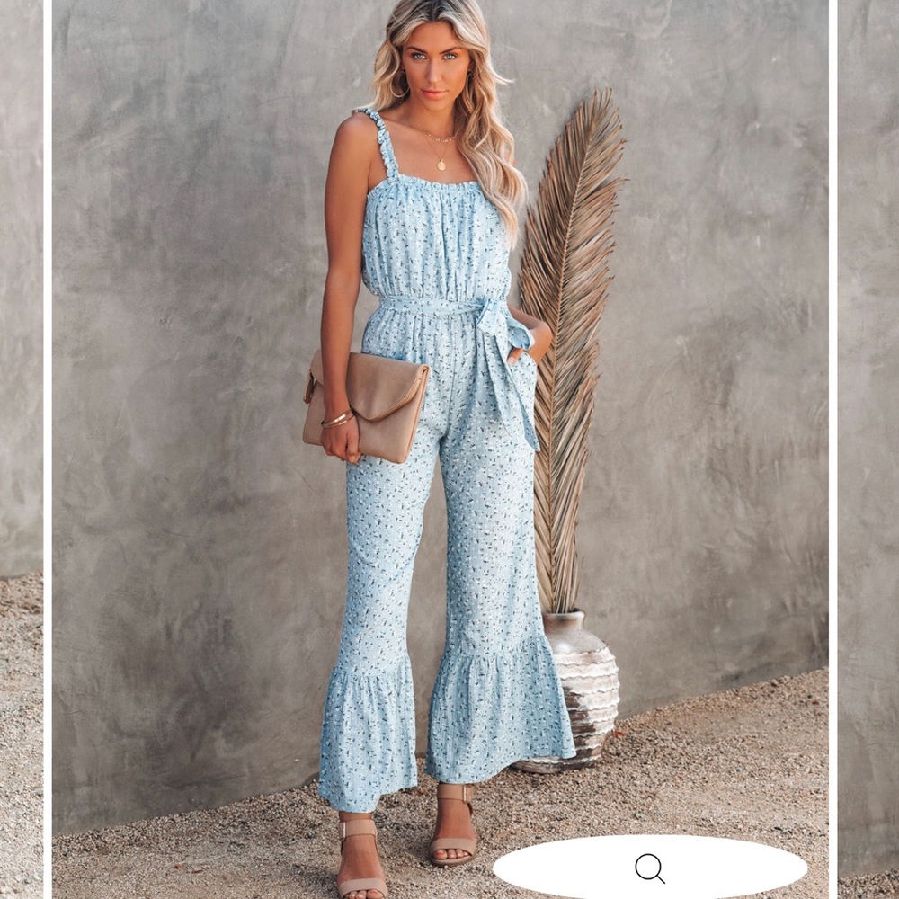 Vici Pocketed Floral Flare Jumpsuit